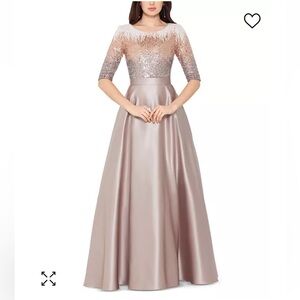 Betsy & Adam Sequin Ombre Gown in Rose Gold and Cream